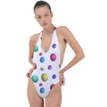 Egg Easter Texture Colorful Backless Halter One Piece Swimsuit