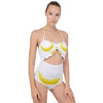 Banana Fruit Watercolor Painted Scallop Top Cut Out Swimsuit