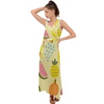 Fruit V-Neck Chiffon Maxi Dress