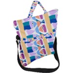 Illustrations Of Fish Texture Modulate Sea Pattern Fold Over Handle Tote Bag