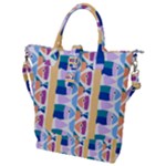 Illustrations Of Fish Texture Modulate Sea Pattern Buckle Top Tote Bag