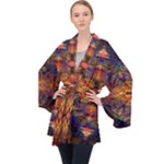 Fractal Flower Long Sleeve Velvet Kimono 