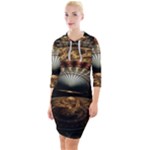 Fractal Illusion Quarter Sleeve Hood Bodycon Dress