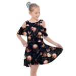 Seamless Garden Pattern Kids  Shoulder Cutout Chiffon Dress