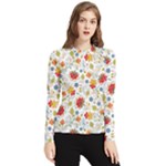 Red Yellow Flower Pattern Women s Long Sleeve Rash Guard