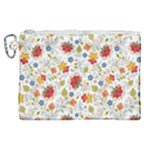 Red Yellow Flower Pattern Canvas Cosmetic Bag (XL)
