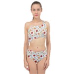 Red Yellow Flower Pattern Spliced Up Two Piece Swimsuit