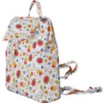 Red Yellow Flower Pattern Buckle Everyday Backpack
