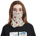 Red Yellow Flower Pattern Face Covering Bandana (Two Sides)
