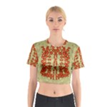 Roses Decorative In The Golden Environment Cotton Crop Top