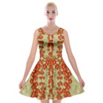 Roses Decorative In The Golden Environment Velvet Skater Dress