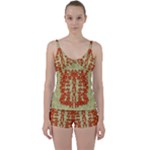 Roses Decorative In The Golden Environment Tie Front Two Piece Tankini