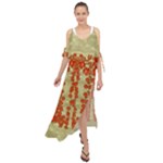 Roses Decorative In The Golden Environment Maxi Chiffon Cover Up Dress