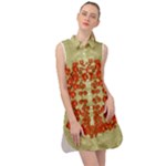 Roses Decorative In The Golden Environment Sleeveless Shirt Dress