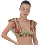 Roses Decorative In The Golden Environment Plunge Frill Sleeve Bikini Top