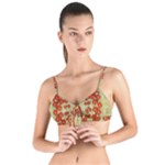 Roses Decorative In The Golden Environment Tie Up Cut Bikini Top