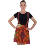 Landscape In A Colorful Structural Habitat Ornate Velvet Suspender Skater Skirt