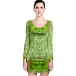 Landscape In A Green Structural Habitat Ornate Long Sleeve Bodycon Dress