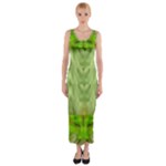 Landscape In A Green Structural Habitat Ornate Fitted Maxi Dress