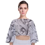 Dragon Lizard Vector Monster Tie Back Butterfly Sleeve Chiffon Top