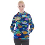 Illustrations Sea Fish Swimming Colors Women s Hooded Pullover