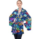 Illustrations Sea Fish Swimming Colors Long Sleeve Velvet Kimono 