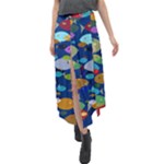 Illustrations Sea Fish Swimming Colors Velour Split Maxi Skirt