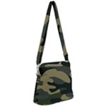 Green Military Camouflage Pattern Zipper Messenger Bag