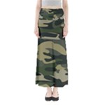 Green Military Camouflage Pattern Full Length Maxi Skirt