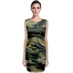 Green Military Camouflage Pattern Classic Sleeveless Midi Dress