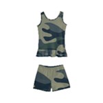 Green Military Camouflage Pattern Kids  Boyleg Swimsuit