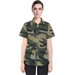 Green Military Camouflage Pattern Women s Short Sleeve Shirt
