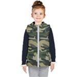 Green Military Camouflage Pattern Kids  Hooded Puffer Vest