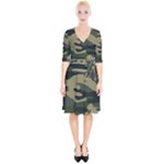 Green Military Camouflage Pattern Wrap Up Cocktail Dress
