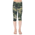 Green Military Camouflage Pattern Kids  Capri Leggings 