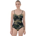 Green Military Camouflage Pattern Sweetheart Tankini Set
