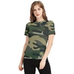 Green Military Camouflage Pattern Women s Short Sleeve Rash Guard