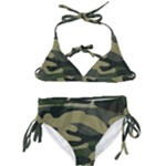 Green Military Camouflage Pattern Kids  Classic Bikini Set