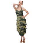 Green Military Camouflage Pattern Layered Bottom Dress