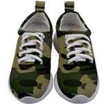 Green Military Camouflage Pattern Kids Athletic Shoes