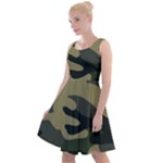 Green Military Camouflage Pattern Knee Length Skater Dress