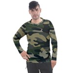 Green Military Camouflage Pattern Men s Pique Long Sleeve Tee