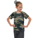 Green Military Camouflage Pattern Kids  Mesh Piece Tee