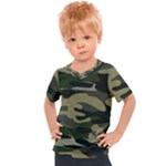 Green Military Camouflage Pattern Kids  Sports Tee