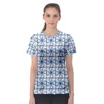 Blue floral pattern Women s Sport Mesh Tee