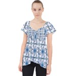 Blue floral pattern Lace Front Dolly Top