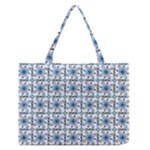 Blue floral pattern Zipper Medium Tote Bag