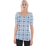 Blue floral pattern Wide Neckline Tee