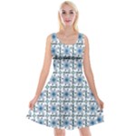 Blue floral pattern Reversible Velvet Sleeveless Dress