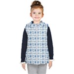 Blue floral pattern Kids  Hooded Puffer Vest